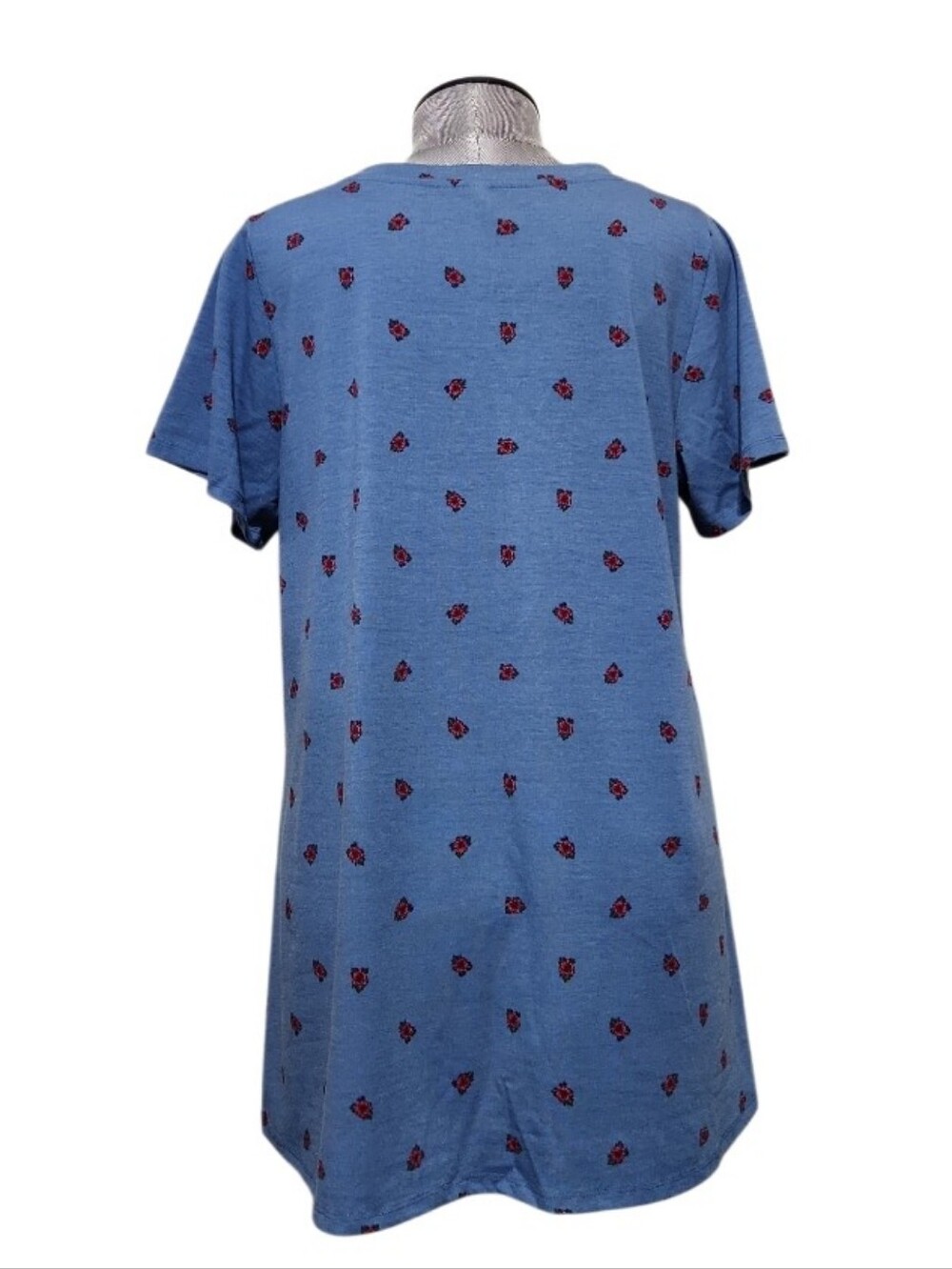 LuLaRoe Blue Tossed Tea Rose Floral Christy T (XL) - Picture 3 of 13